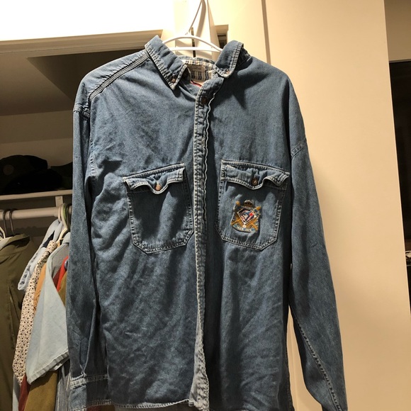 Retro Toronto Blue Jays Denim Style Button Up - Picture 2 of 4